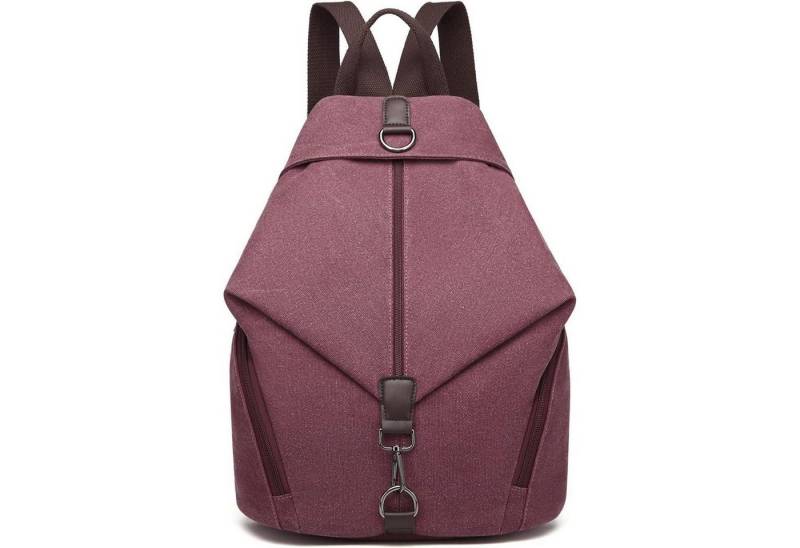 LuxusKollektion Freizeittasche Rucksack Canvas Daypack Damen Vintage Outdoor Schule Reise L Rot von LuxusKollektion