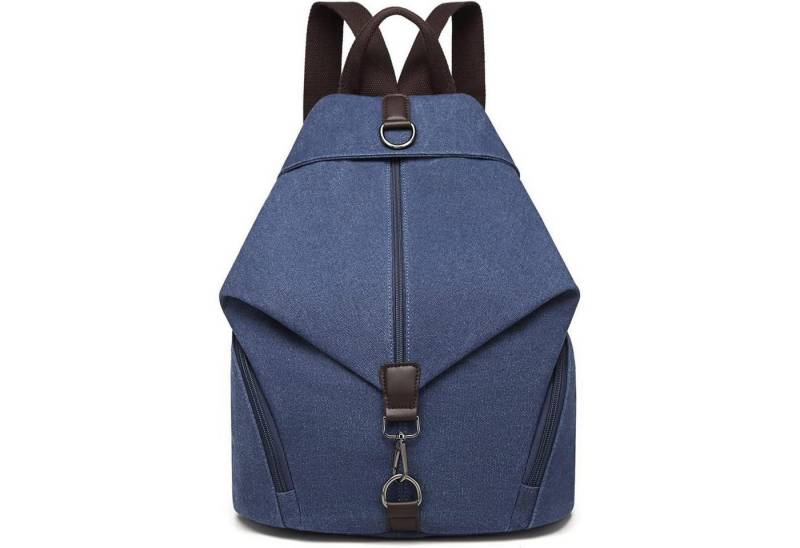 LuxusKollektion Freizeittasche Rucksack Canvas Daypack Damen Vintage Schulterrucksack L Blau von LuxusKollektion