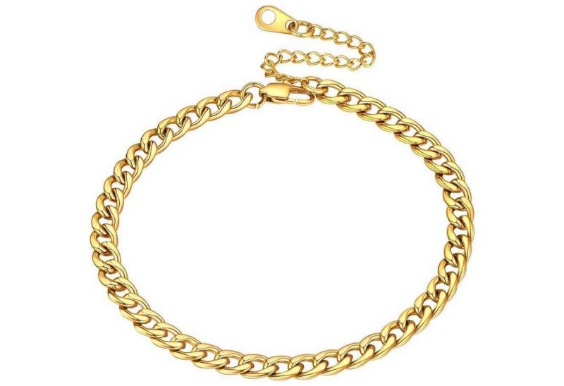 LuxusKollektion Fußkette und Zehenring Set Fußkette Damen Ankerkette Figaro Kordel Sommer 01 Panzerkette 5mm Gold von LuxusKollektion