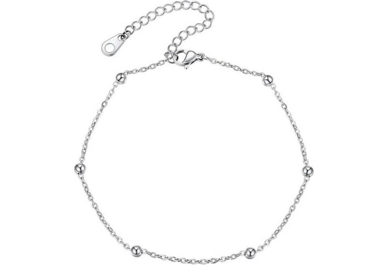 LuxusKollektion Fußkette und Zehenring Set Fußkette Damen Ankerkette Figarokette Strand Fußschmuck 07 Silber von LuxusKollektion