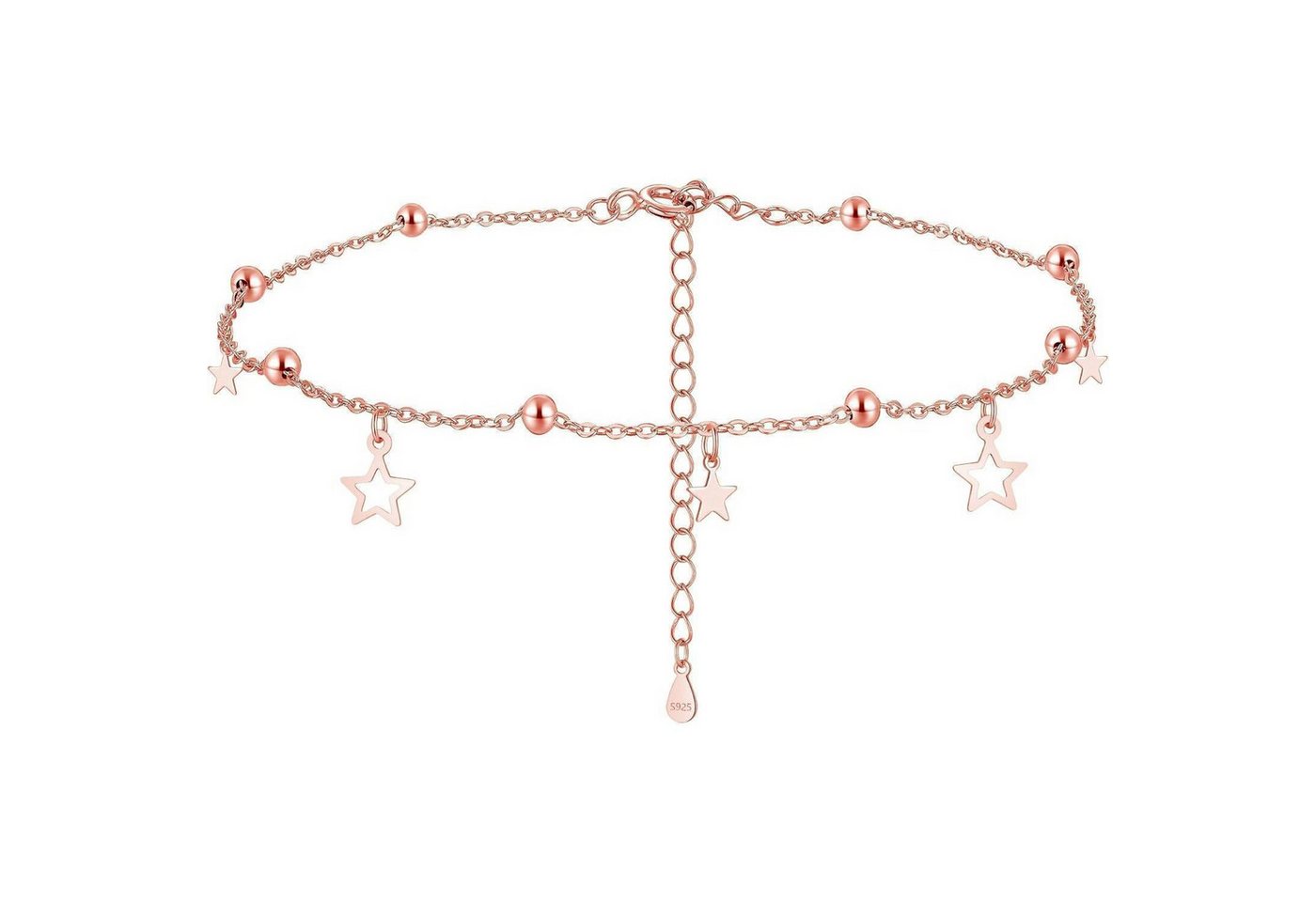 LuxusKollektion Fußkette und Zehenring Set Fußkette Silber 925 Sterling Damen Sterne Fußkette Rose Gold von LuxusKollektion