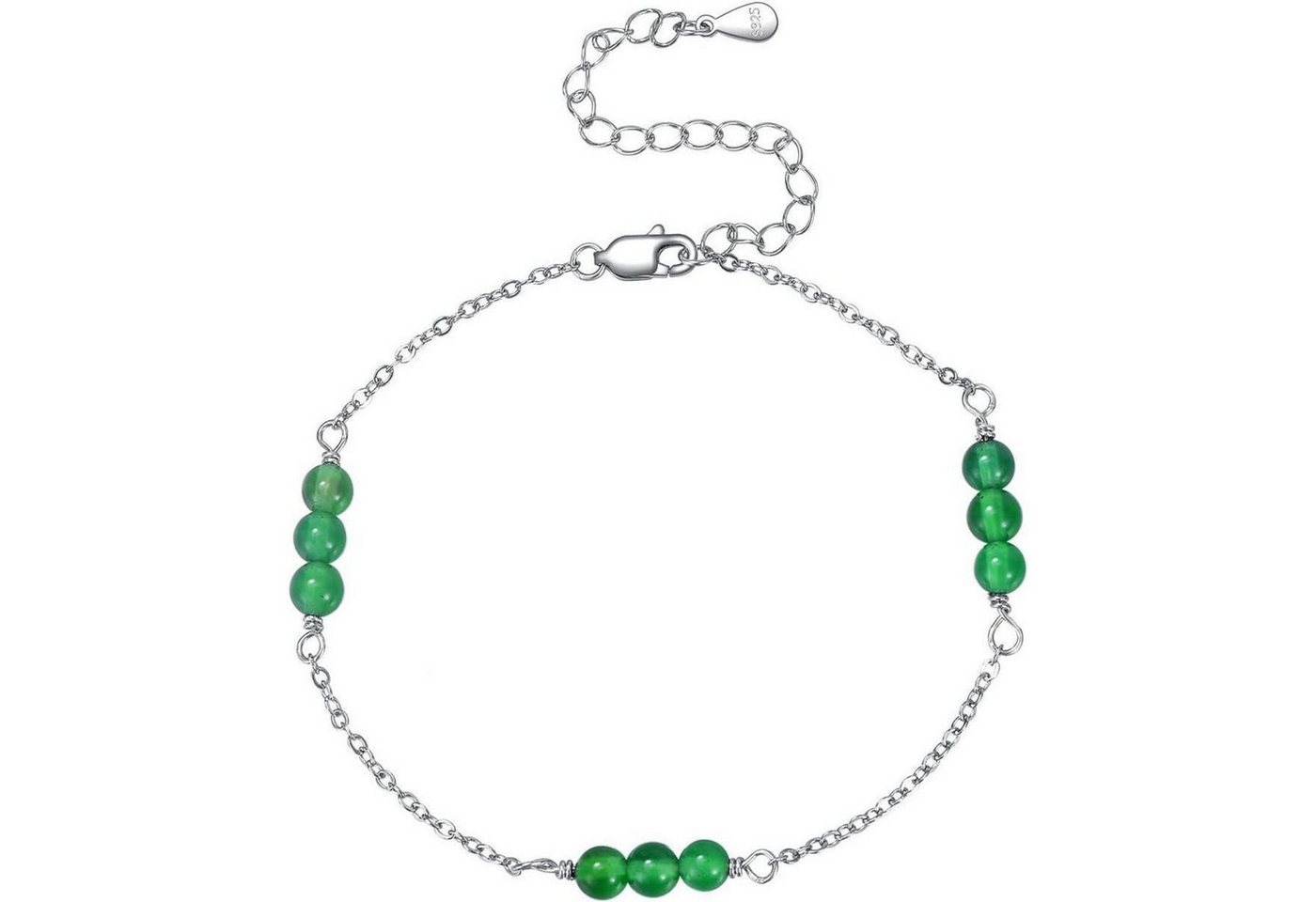 LuxusKollektion Fußkette und Zehenring Set Perlenarmband S925 Sterling Silber Gr¨¹ner Onyx Fu?kettchen von LuxusKollektion