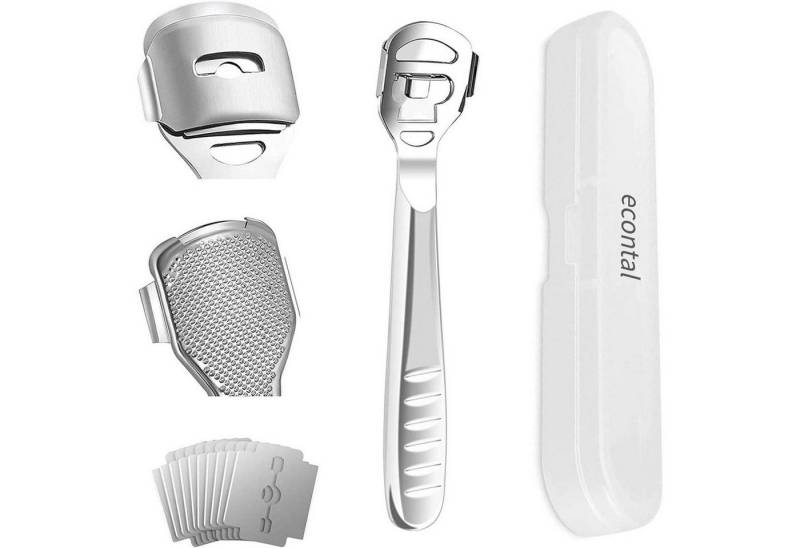 Econtal Fußraspel Hornhauthobel Hornhautentferner Raspel Fußpflege Set 10 Klingen Box von Econtal