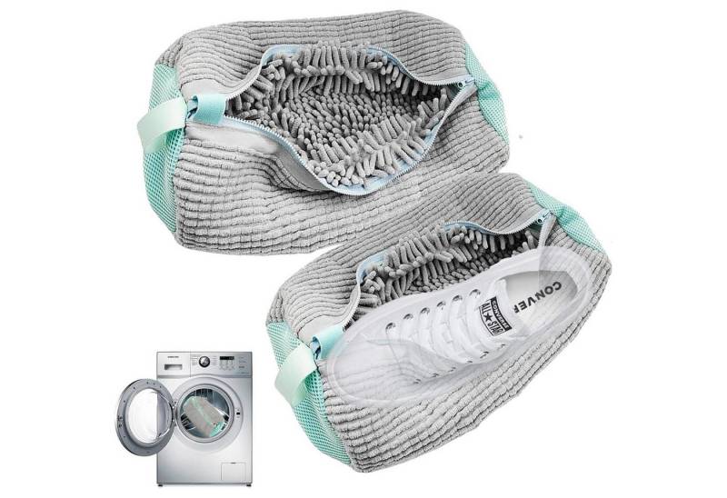 LuxusKollektion Galoschen Schuhwaschbeutel Waschmaschine 2er Pack Reißverschluss Grau2 von LuxusKollektion