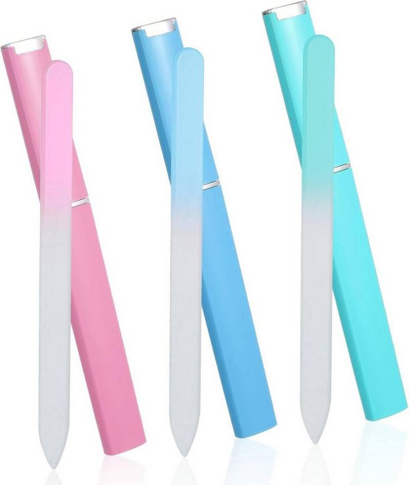 LuxusKollektion Glasnagelfeile Glasfeile Nägel Set Naturnägel Maniküre Etui Nagelpflege 3 Stück von LuxusKollektion