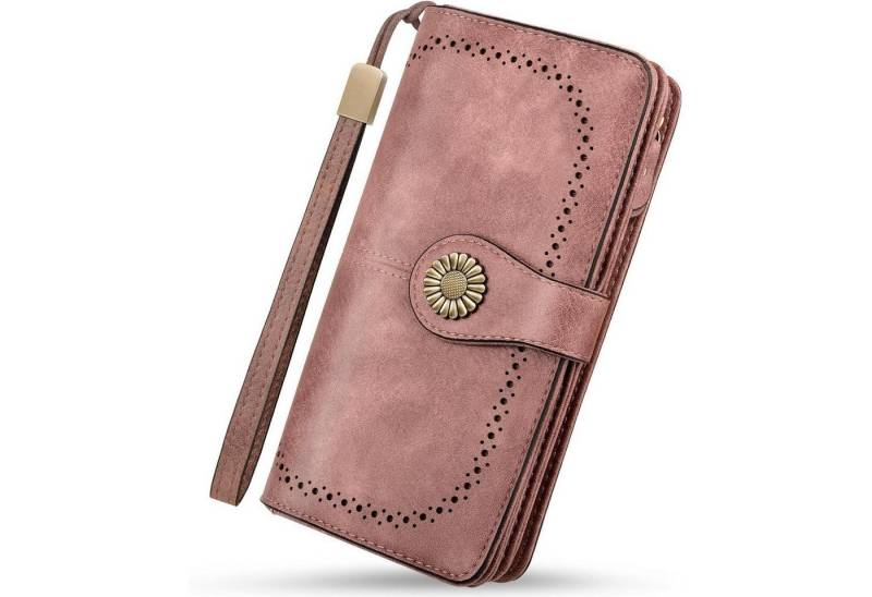 LuxusKollektion Gürteltasche Damen Geldbörse Leder mit RFID Schutz 25 Kartenfächer Rosa von LuxusKollektion