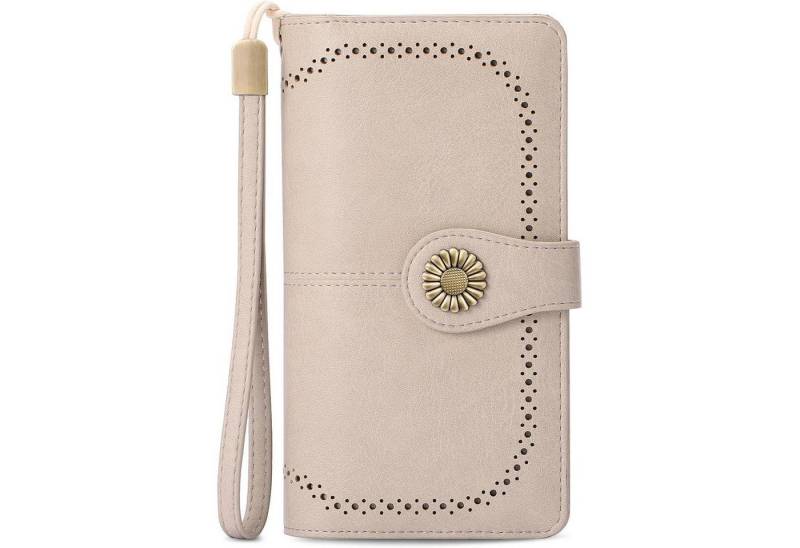 LuxusKollektion Gürteltasche Geldbörse Damen Leder Groß RFID Portemonnaie Viele Fächer Vintage Gray von LuxusKollektion