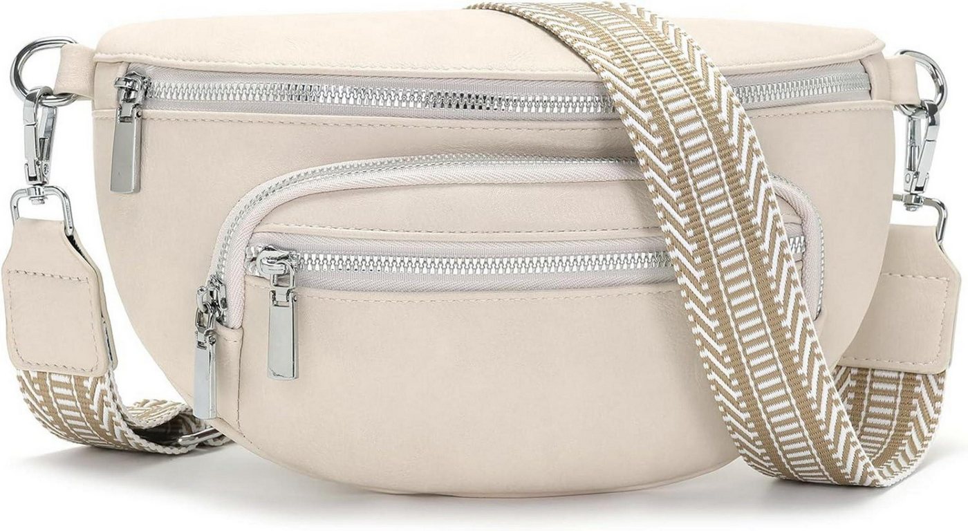 LuxusKollektion Gürteltasche Kleine Bauchtasche Damen Beige Umhängetasche Gürteltasche Vegan Leder von LuxusKollektion