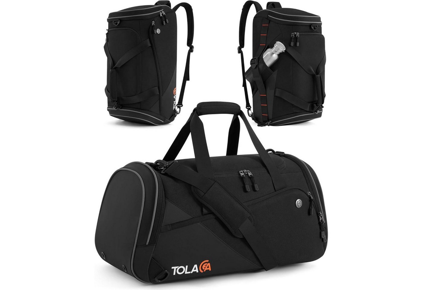LuxusKollektion Gymbag Sporttasche Herren Damen Schuhfach Nassfach Duffel Fitness Schwarz 47L von LuxusKollektion
