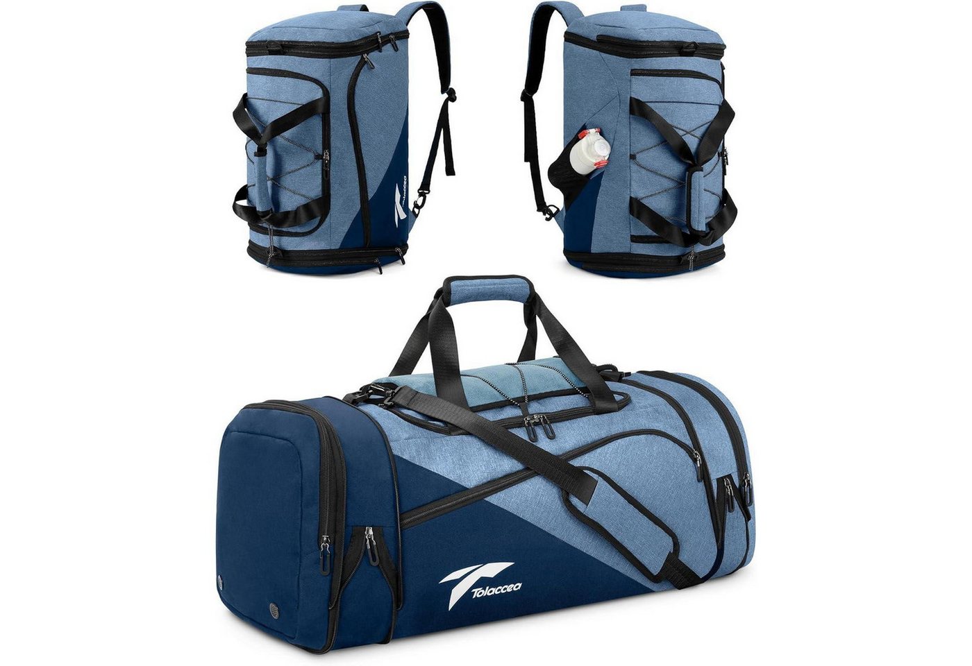 LuxusKollektion Gymbag Sporttasche Rucksack Schuhfach Laptopfach Nassfach Herren Blau 45-63L von LuxusKollektion