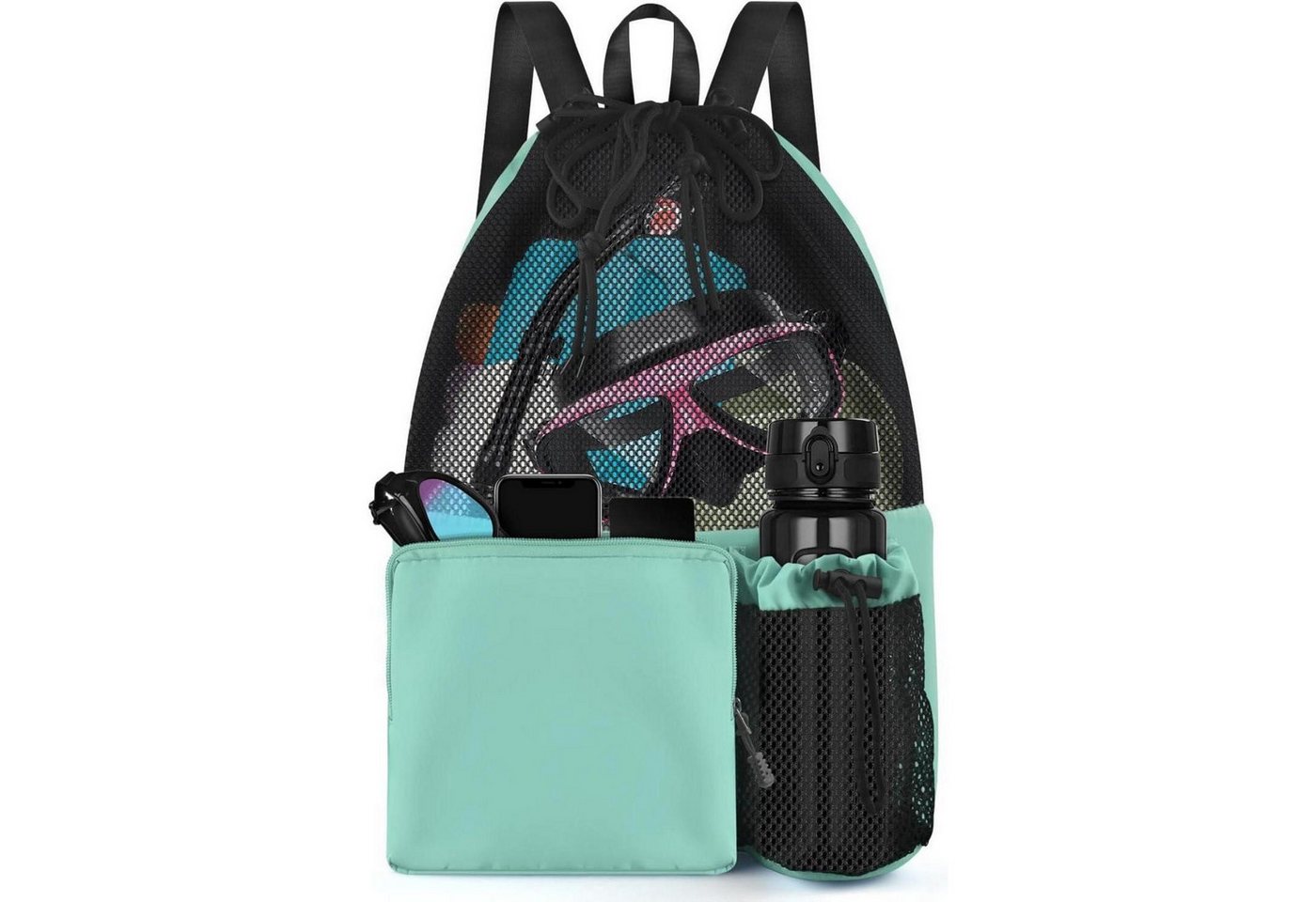 LuxusKollektion Gymsack Schwimmtasche Mesh Kordelzug Sportbeutel Herren Damen Minzgrün von LuxusKollektion