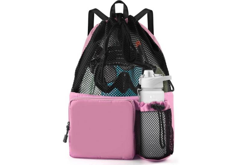 LuxusKollektion Gymsack Schwimmtasche Mesh Kordelzug Wasserfest Herren Damen Blassrosa von LuxusKollektion