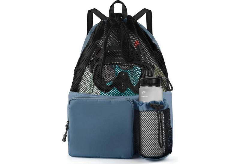 LuxusKollektion Gymsack Schwimmtasche Mesh Kordelzug Wasserfest Herren Damen Marineblau von LuxusKollektion