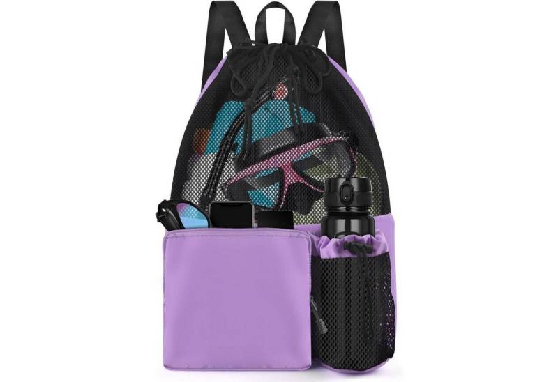 LuxusKollektion Gymsack Schwimmtasche Mesh Rucksack Kordelzug Wasserfest Herren Lila von LuxusKollektion