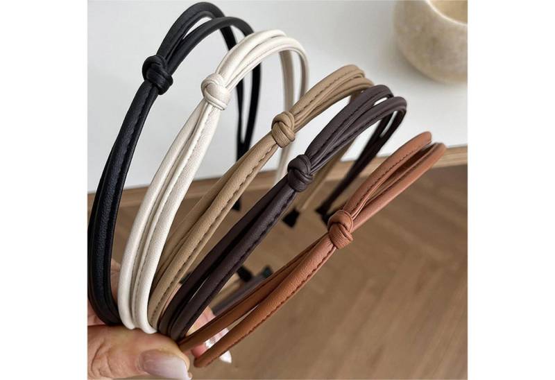 LuxusKollektion Haarband 5 Stück Leder Stirnbänder für Damen Haarreifen Set Schwarz Braun von LuxusKollektion