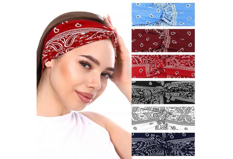 LuxusKollektion Haarband Haarbänder Damen 6er Set Boho Stirnband Elastisch Sommer Print Yoga von LuxusKollektion