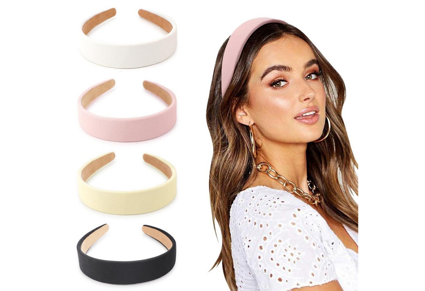 LuxusKollektion Haarband Haarreifen Damen Stirnband Verknotet Boho 4 Pack Ribbed Hair Hoop B-18 von LuxusKollektion