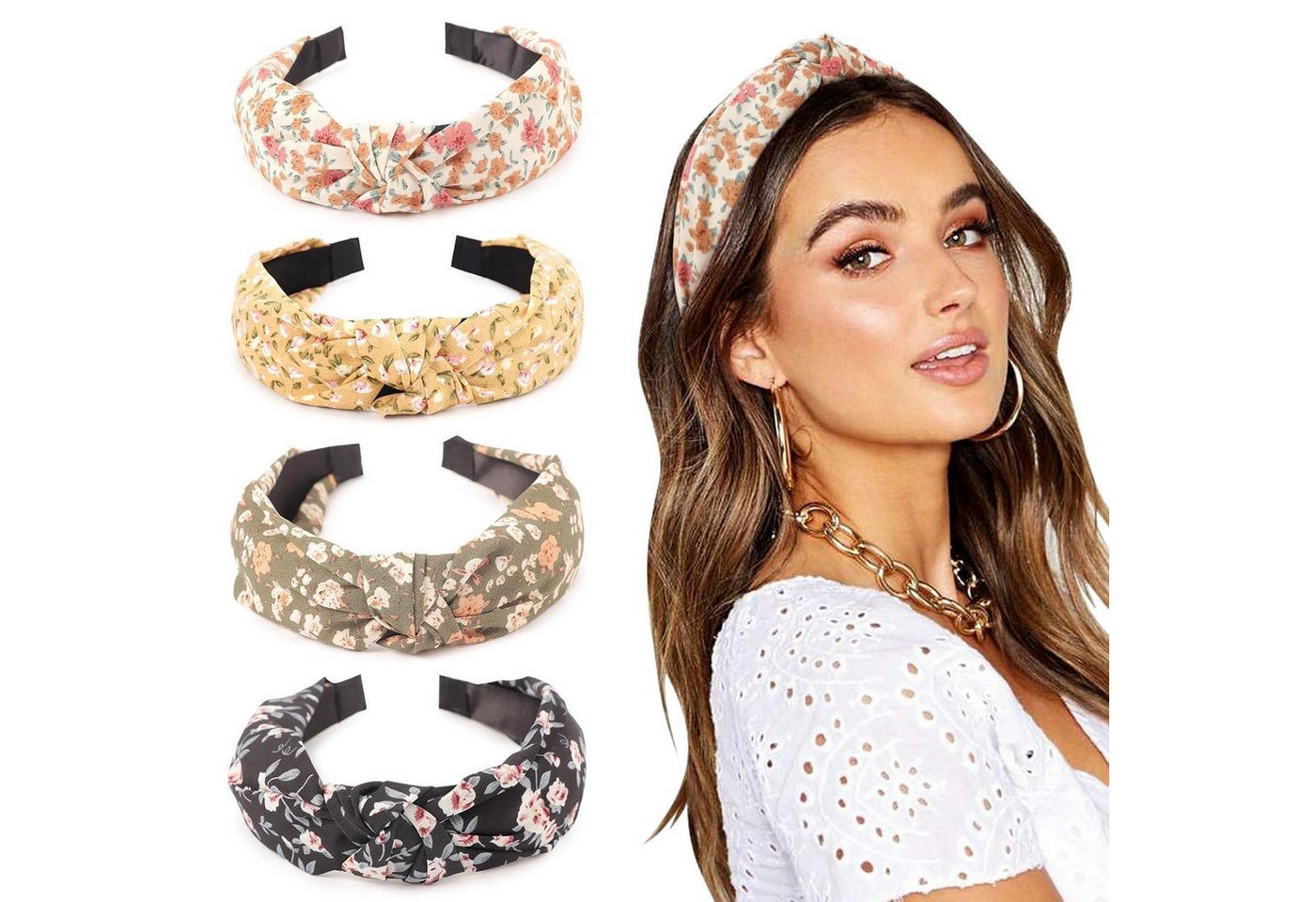 LuxusKollektion Haarband Haarreifen Damen Verknotet 4 Pack Forest Style Plastic Hair Hoop B-01 von LuxusKollektion
