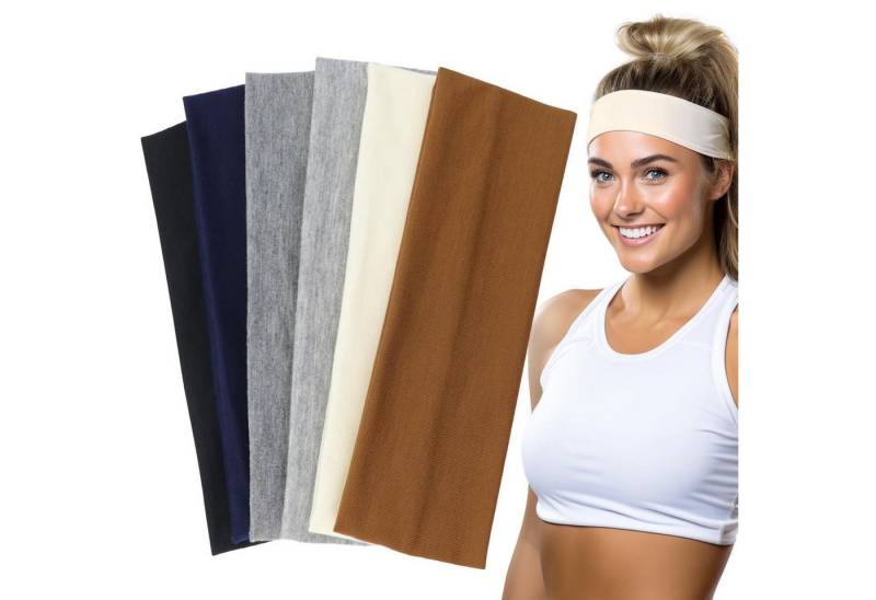 LuxusKollektion Haarband Yoga Stirnbänder Damen 6er Pack Stretchy Cotton Sweat Haarbänder Sport von LuxusKollektion