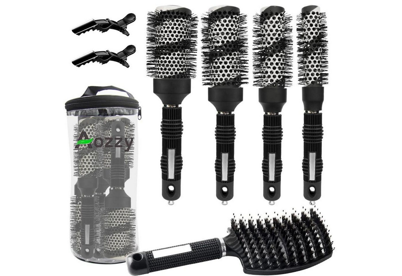 LuxusKollektion Haarbürsten-Set Haar-Rundbürste Set Föhnen Glattes Haarstyling Keramik Ion von LuxusKollektion