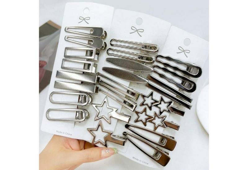 LuxusKollektion Haarclip 24 Stück Silber Haarspangen Damen Metall Haarschmuck Mädchen Hair von LuxusKollektion