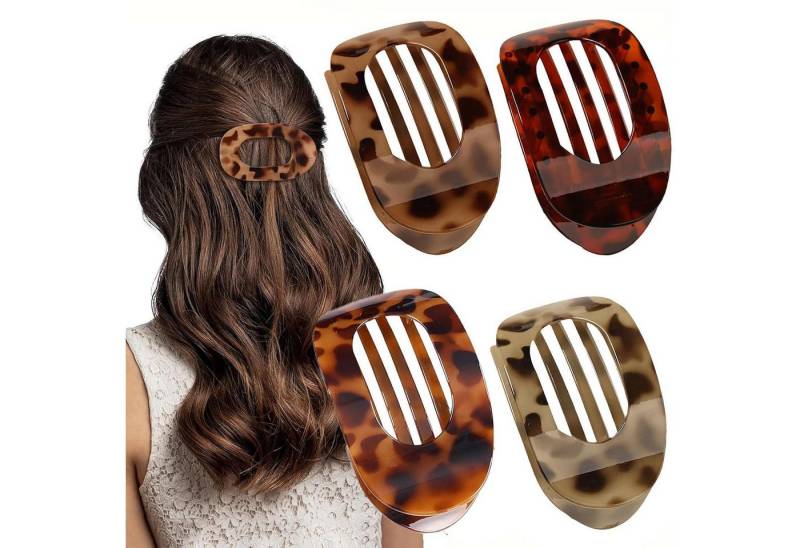 LuxusKollektion Haarclip 4er Set Glänzende Schildpatt Leopard Haarklammern für Damen von LuxusKollektion