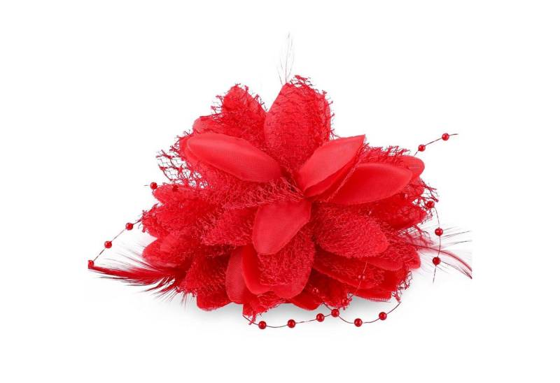 LuxusKollektion Haarclip Blumenclips Haarnadel Federn Clip Rot Rosen Haarspange Hochzeit von LuxusKollektion