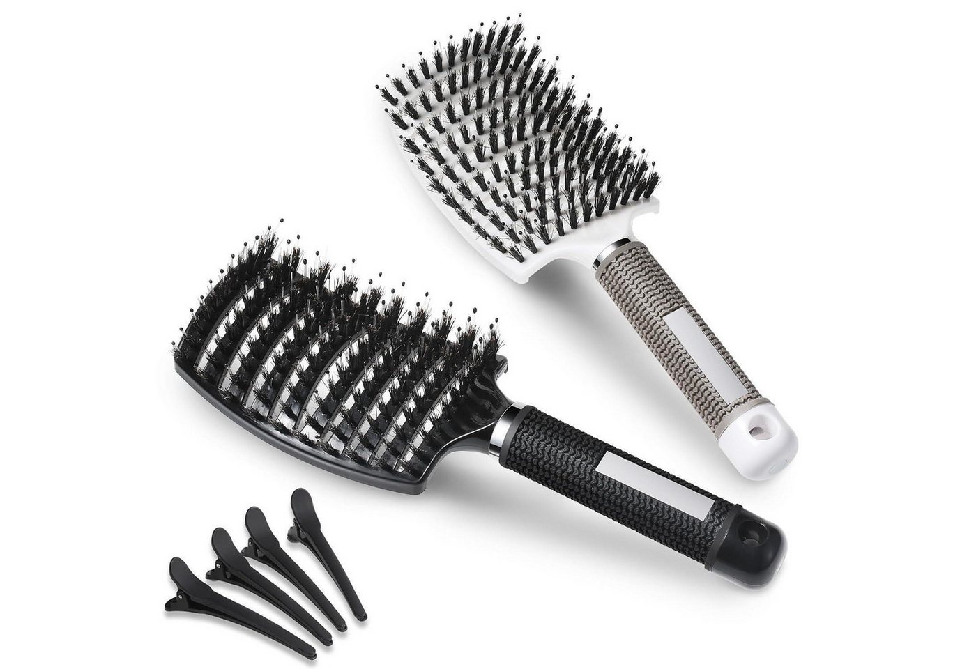 Lictin Haarentwirrbürste 2er Set Haarbürste Wildschweinborsten ohne Ziepen Schwarz von Lictin