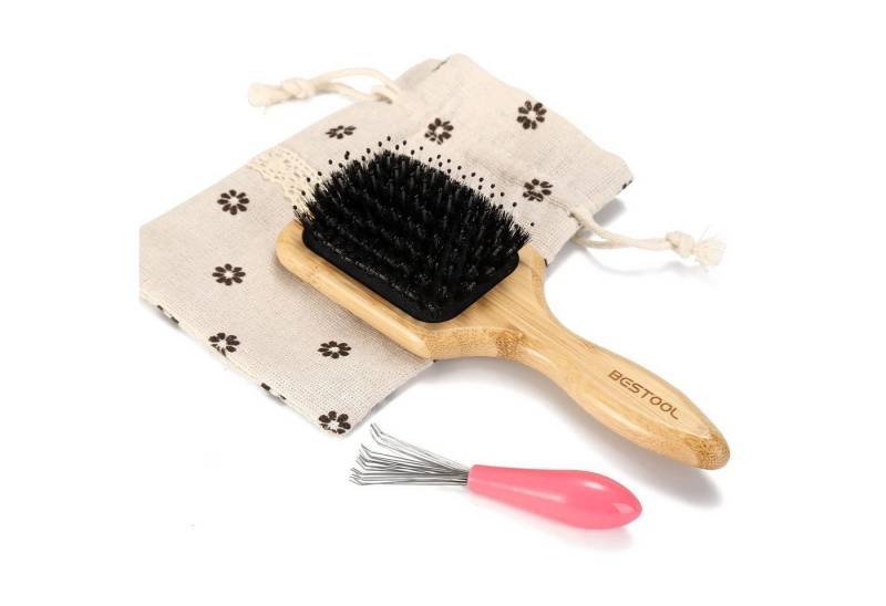 LuxusKollektion Haarentwirrbürste Haarbürste Wildschweinborsten Entwirren Massage Damen Herren Kinder von LuxusKollektion