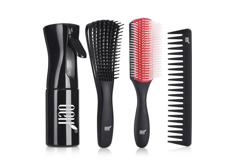 LuxusKollektion Haarentwirrbürste Haarbürsten Set Entwirrungsbürste Sprühflasche 9-reihige Bürste Rot von LuxusKollektion