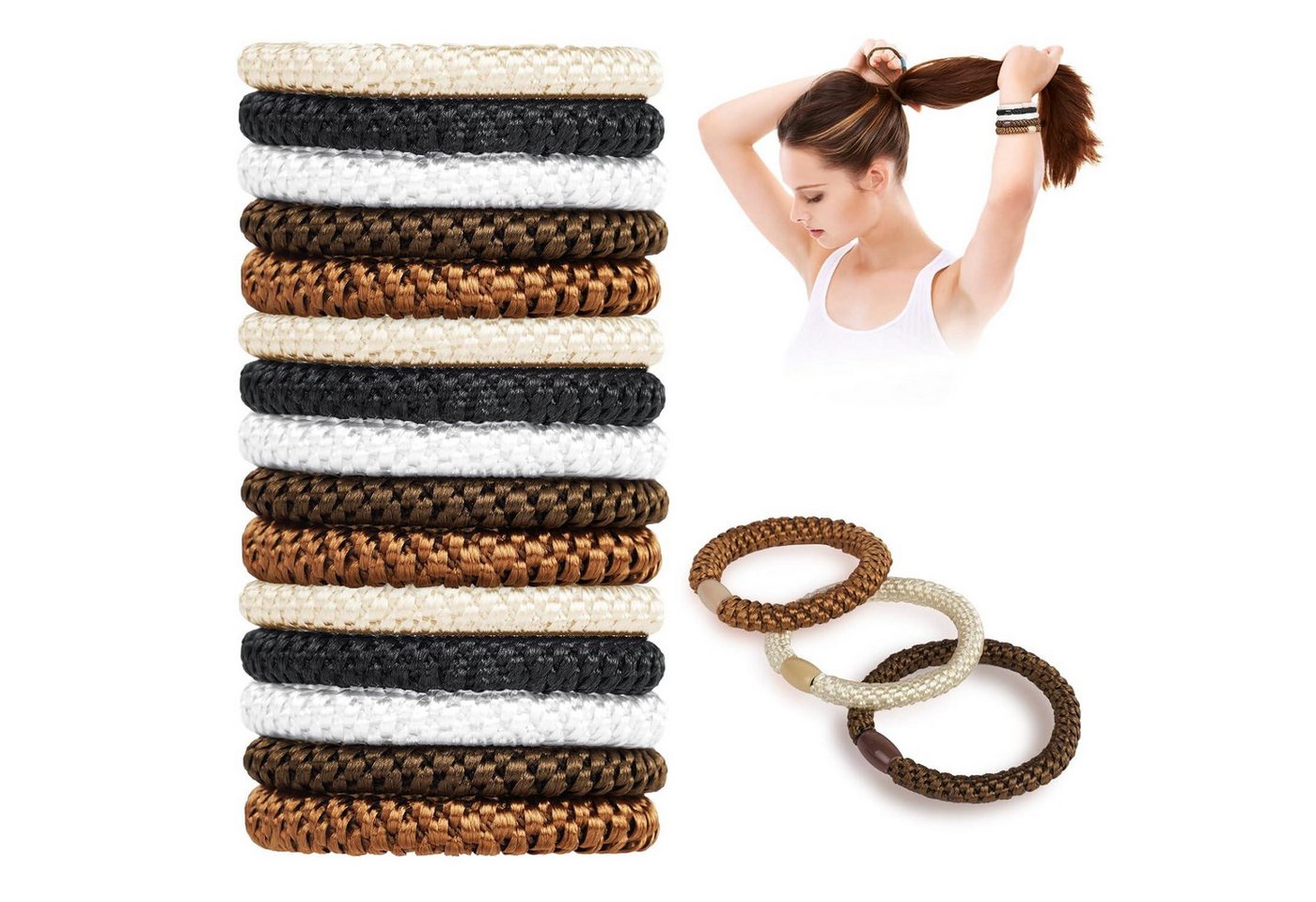 AUAUY Haargummi 15 Stück Elastische Haargummis Zopfgummi Pferdeschwanz Halter Set von AUAUY