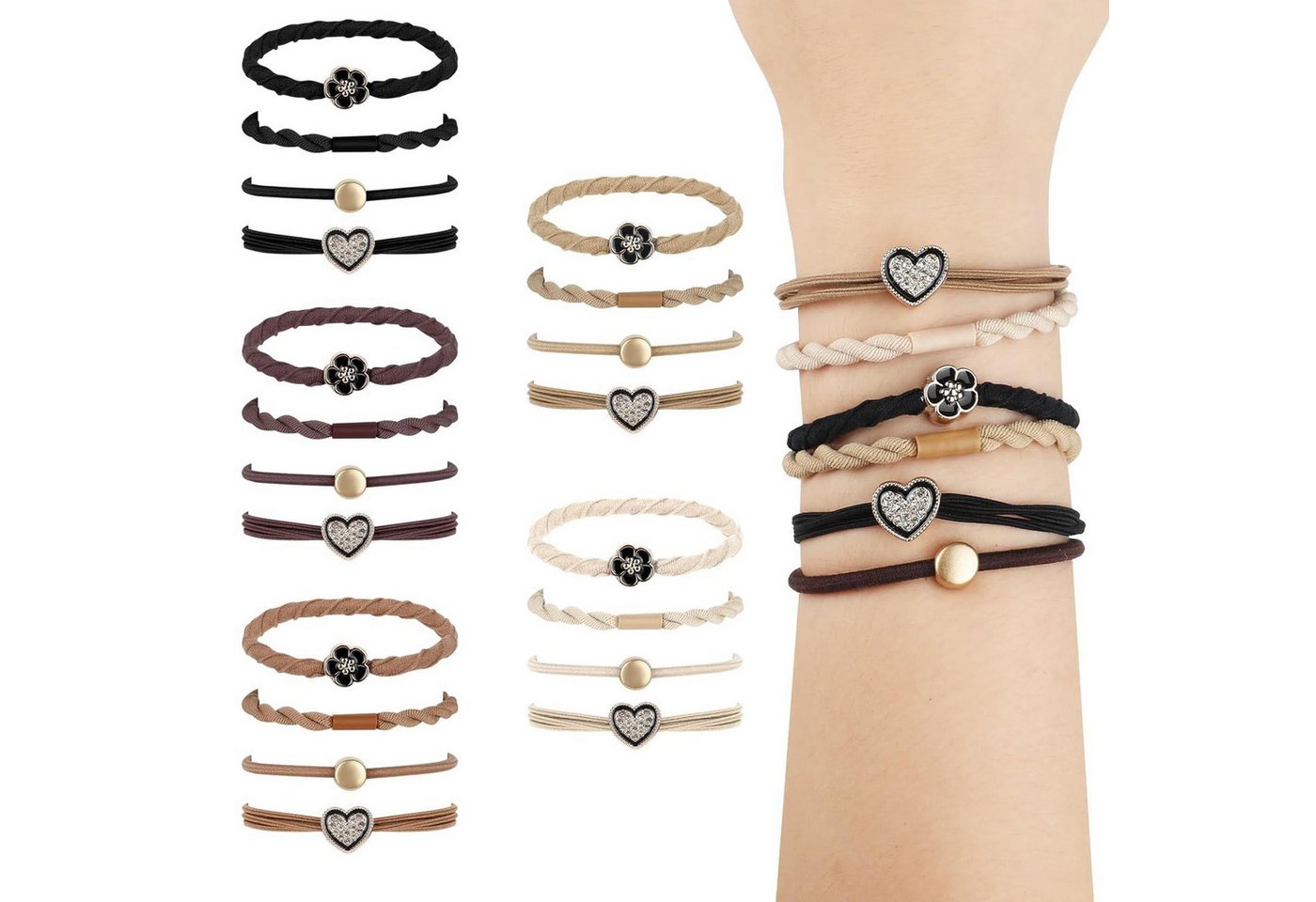 LuxusKollektion Haargummi 20er Set Damen Haargummis Boho Stretch Haarbänder Scrunchies von LuxusKollektion