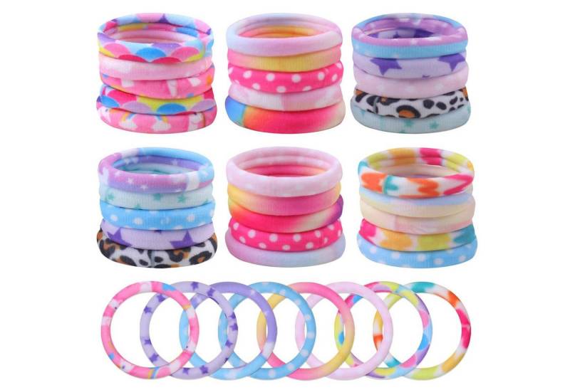 Hopton Haargummi 30 Stück Haargummis Mädchen Damen bunt Nylon Zopfgummis weich von Hopton