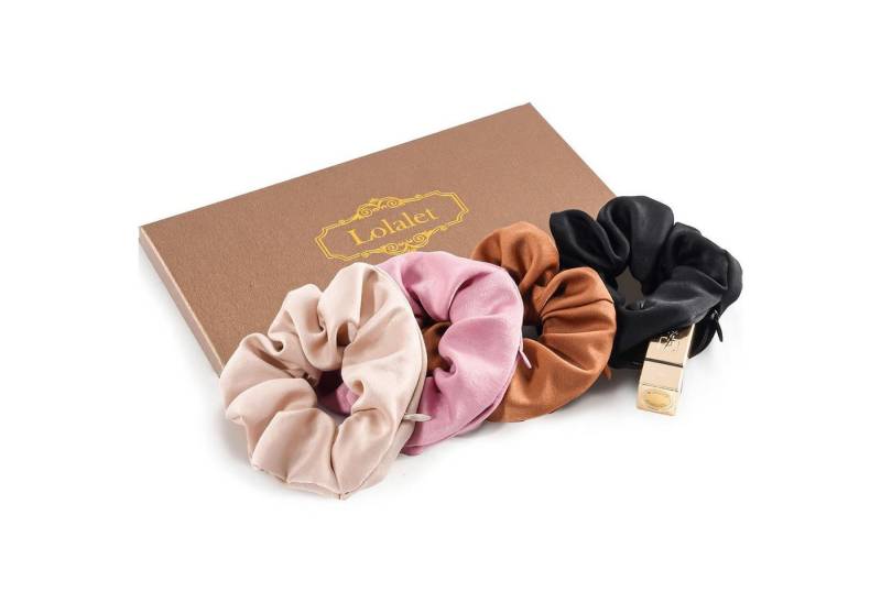 LuxusKollektion Haargummi 4er-Pack Haargummis Scrunchies mit versteckter Tasche für Damen von LuxusKollektion