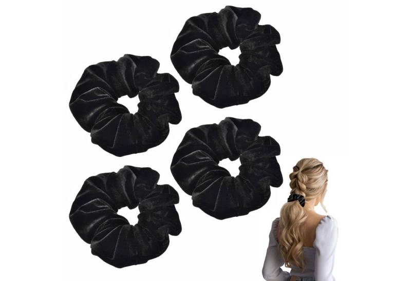 LuxusKollektion Haargummi 4er Set Schwarze Samt Haargummis für Damen und Mädchen von LuxusKollektion