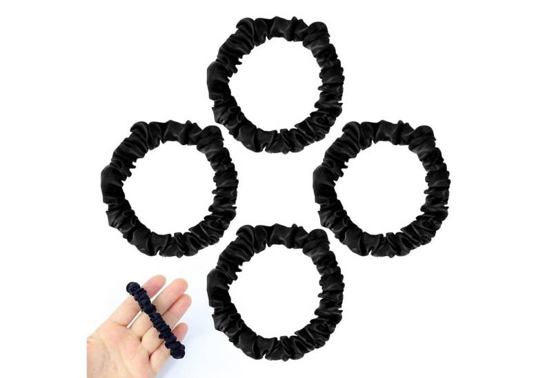 LuxusKollektion Haargummi 4er Set Seide Haargummis Schwarz, Satin Scrunchies Haarschmuck von LuxusKollektion