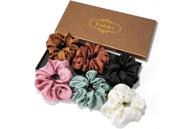 LuxusKollektion Haargummi 6er Pack Seidige Scrunchies Satin Haargummis Damen Mädchen 6 Farben von LuxusKollektion