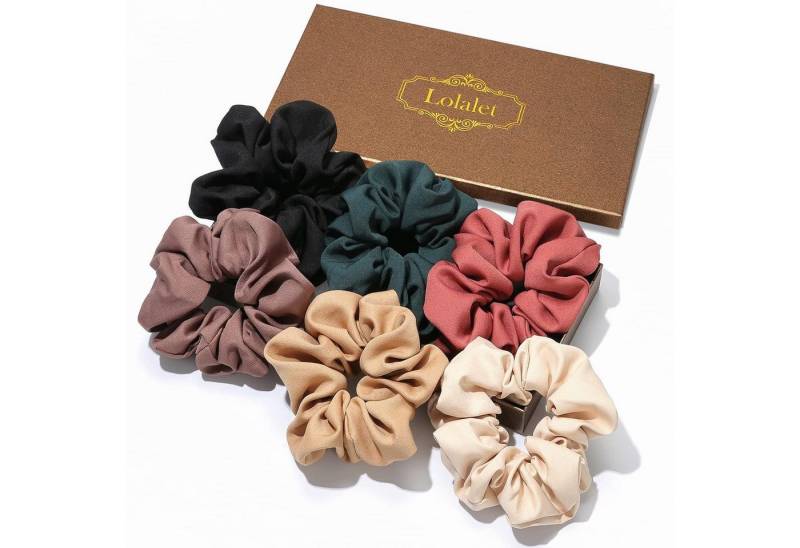 LuxusKollektion Haargummi 6er Set Damen Haargummis Weiche Elastische Stoff Haarbänder 6 Farben von LuxusKollektion