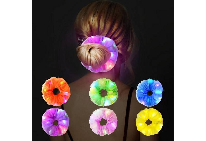 LuxusKollektion Haargummi Leuchtende Haargummis Neon LED-Stirnband 6er-Pack von LuxusKollektion