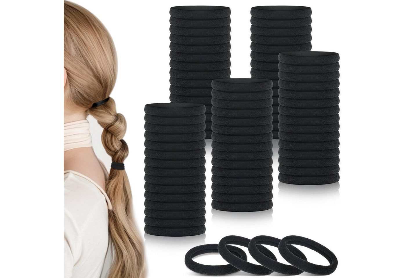 LuxusKollektion Haargummi Schwarze Haargummis 100 Stück nahtlos Pferdeschwanz-Halter 3,8 cm LuxusKollektion Haargummi Schwarze Haargummis 100 Stück nahtlos Pferdeschwanz-Halter 3,8 cm von LuxusKollektion
