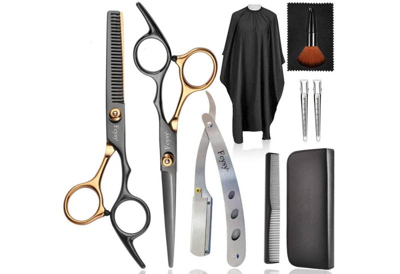 LuxusKollektion Haarkamm Friseurschere Haarschneideschere Effilierschere Set goldene von LuxusKollektion