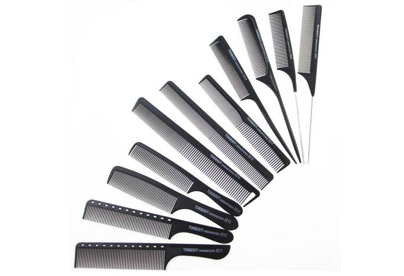 LuxusKollektion Haarkamm Haarkamm Set Schwarz 11-teilig Friseur Haar Styling Kamm Kunststoff von LuxusKollektion