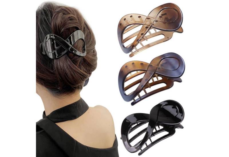 LuxusKollektion Haarklammer 3er Set Haarspangen Damen Schildpatt Groß Rutschfest Französisch Hair von LuxusKollektion