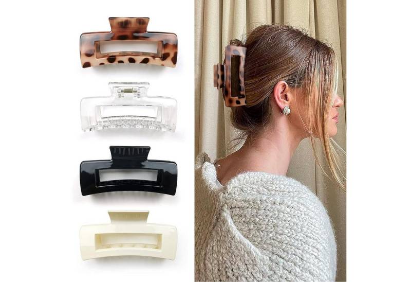 LuxusKollektion Haarklammer 4 Stück Große Haarklammer Kunststoff Damen Leopardenmuster 10,5cm von LuxusKollektion