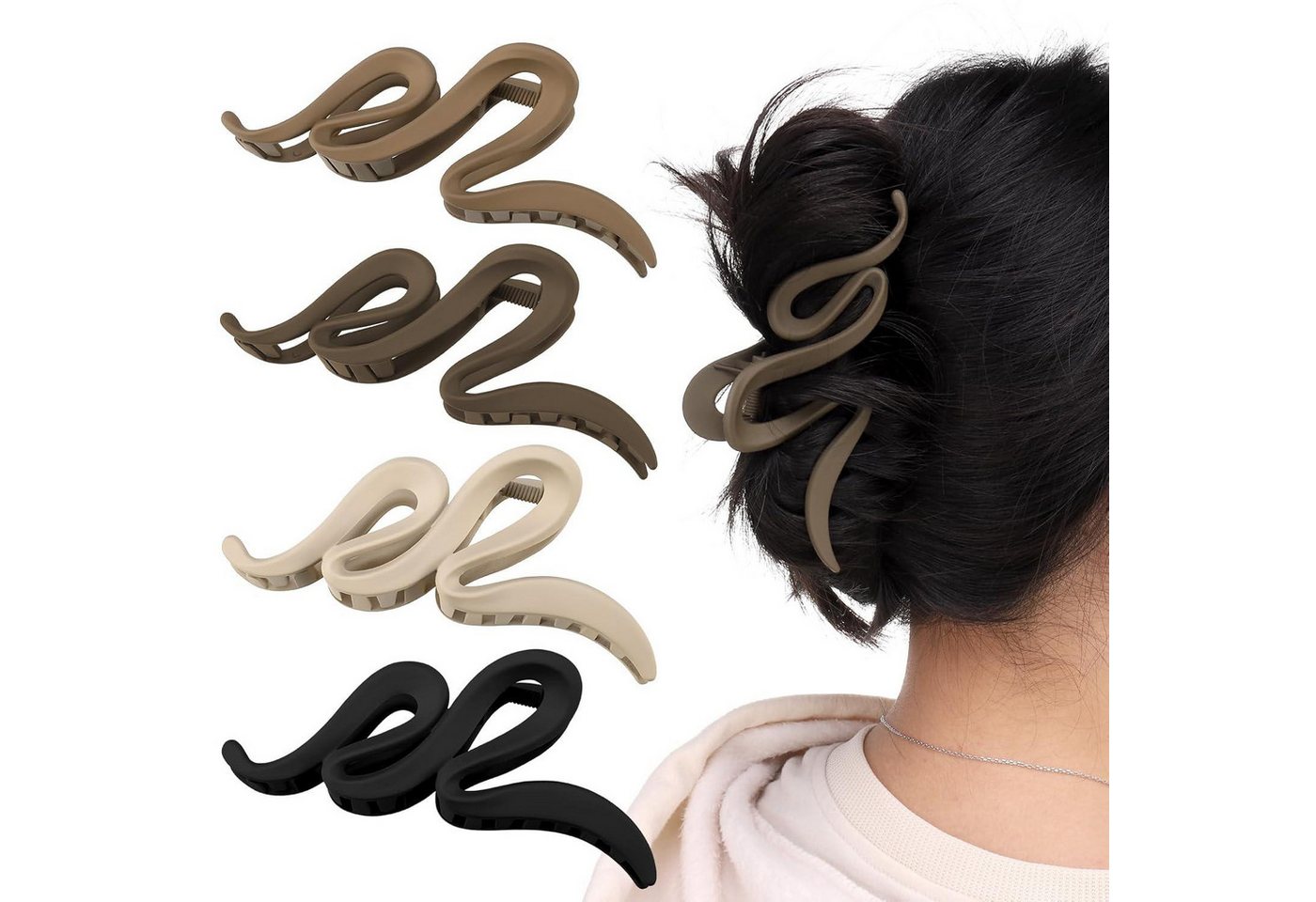 LuxusKollektion Haarklammer 4er Set Große Haarklammern 13cm mit Wellenform für dickes Haar LuxusKollektion Haarklammer 4er Set Große Haarklammern 13cm mit Wellenform für dickes Haar von LuxusKollektion