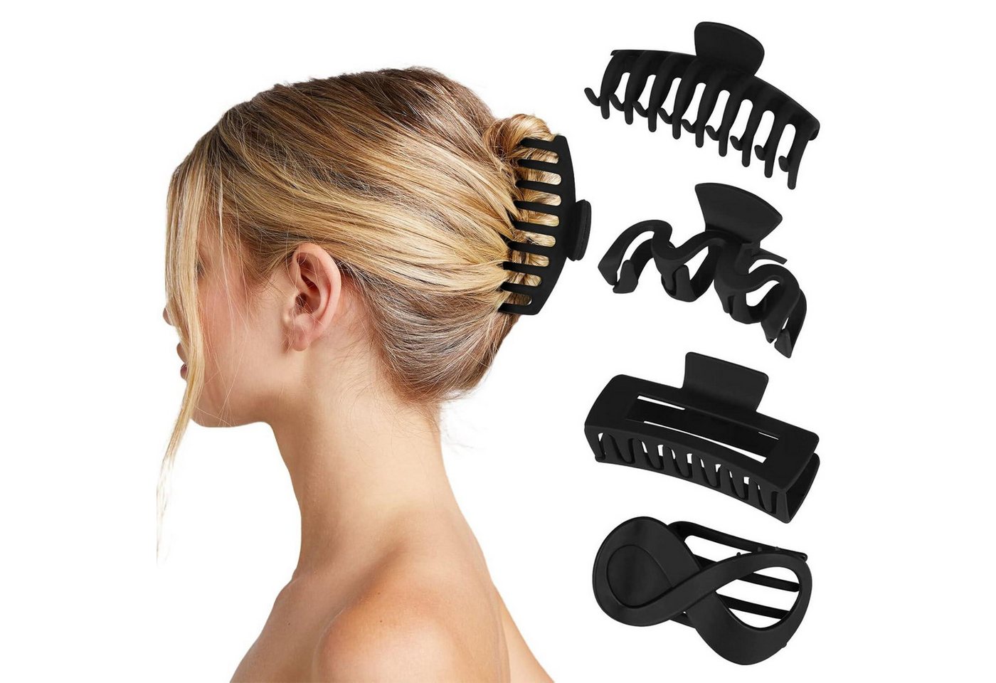 LuxusKollektion Haarklammer 4er Set Große Schwarz Haarklammern Dicke Haare Damen Rutschfest LuxusKollektion Haarklammer 4er Set Große Schwarz Haarklammern Dicke Haare Damen Rutschfest von LuxusKollektion
