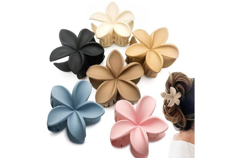LuxusKollektion Haarklammer 6 Blumen-Haarklammern rutschfest matt Haarspangen Damen Haar von LuxusKollektion