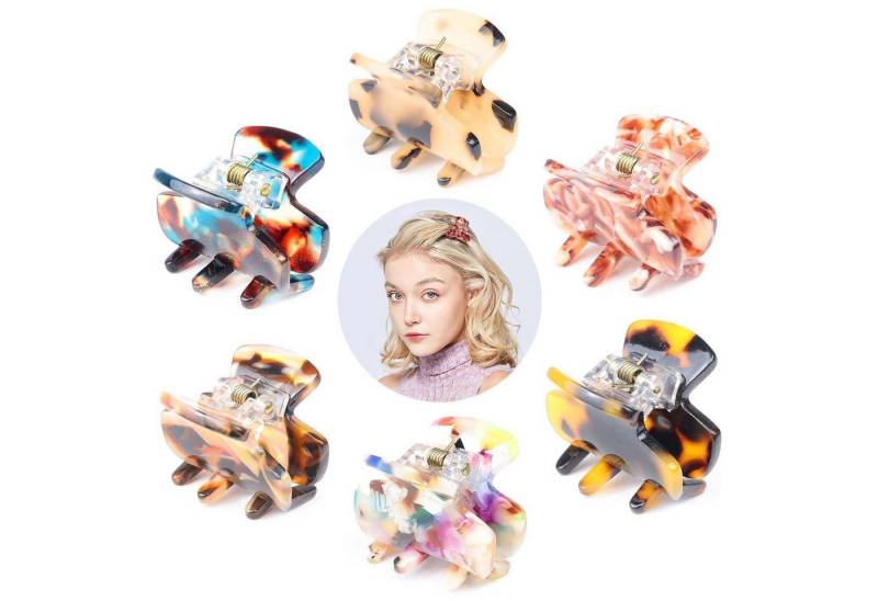 LuxusKollektion Haarklammer 6 Stück Haarspangen Damen Eckig Dünnes Haar Schildpatt Leoparden von LuxusKollektion