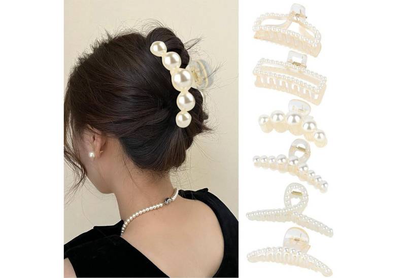 LuxusKollektion Haarklammer 6er Set Perlen Haarspangen Damen Haarklammern Groß Rutschfest Elegante von LuxusKollektion