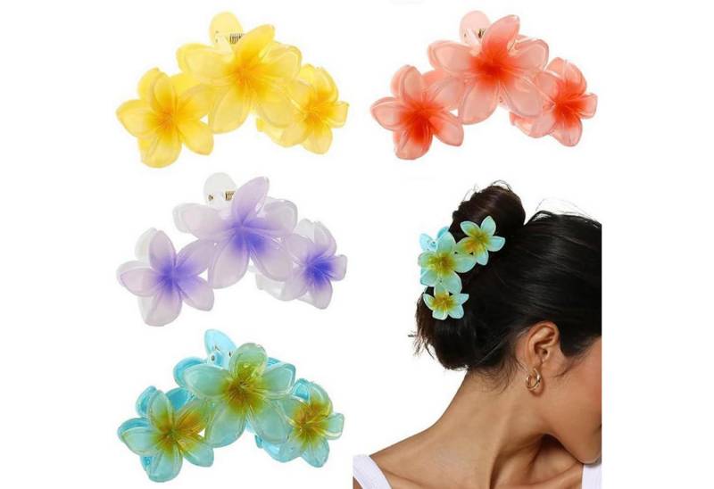 LuxusKollektion Haarklammer Blumen Haarklammer 4 Stück Acryl Große Haarspangen Damen Dünnes Haar von LuxusKollektion